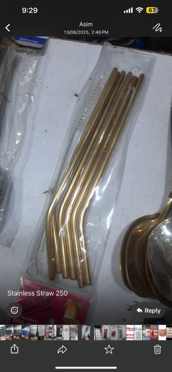 Reusable Metal /Stainless Steel Drinking Straw Set with Cleaning Brush 6 PCS: - Image 4