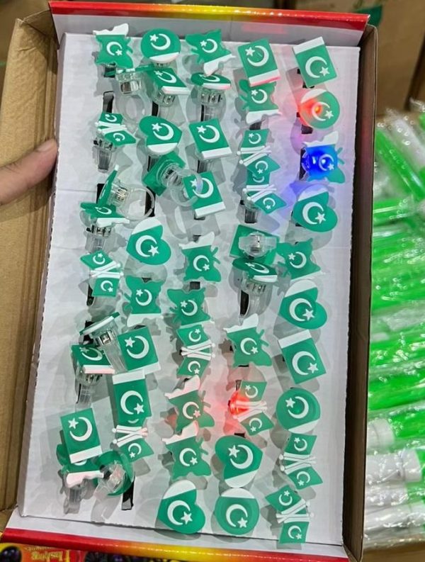 Flag Shape  Led Light up Rings Party Gadgets for Children(14 August Special) 50 PCS