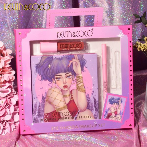 Kevin & Coco Eyeshadow Makeup Set (Pink bag) - Image 2