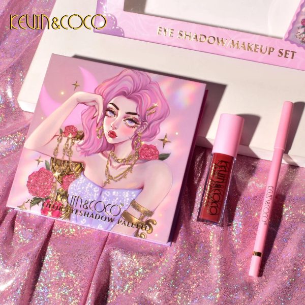 Kevin & Coco Eyeshadow Makeup Set (Pink bag) - Image 4