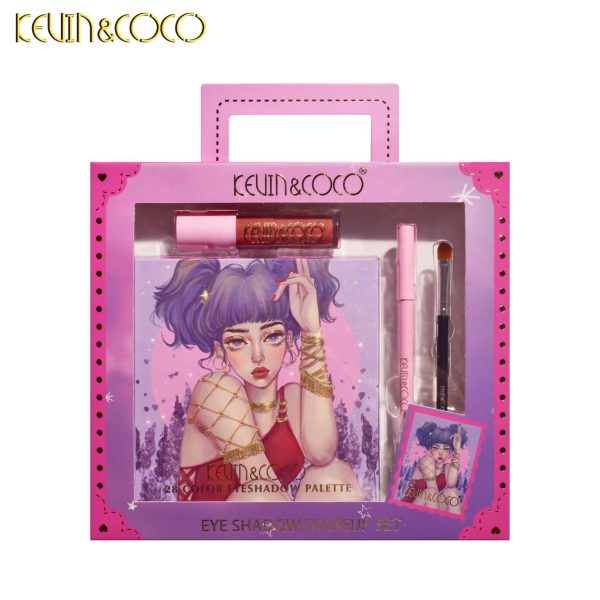 Kevin & Coco Eyeshadow Makeup Set (Pink bag) - Image 3