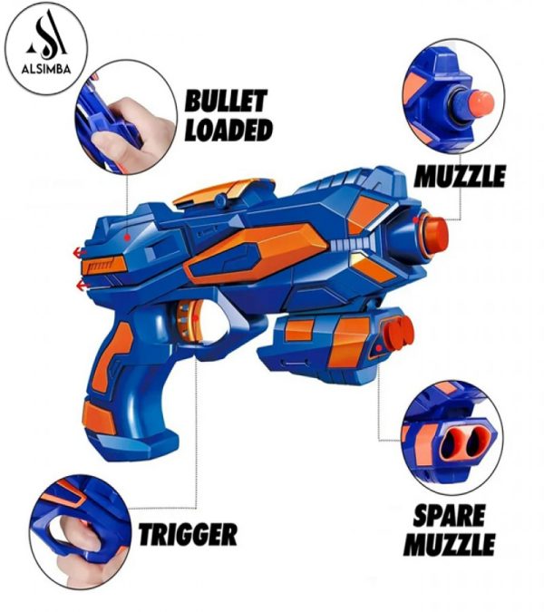 Alsimba Frost Nova Manual Soft Nerf Dart Toy Gun for Kids – 3 Darts, Stick-Ons – Durable Plastic – 8" – Orange - Image 4