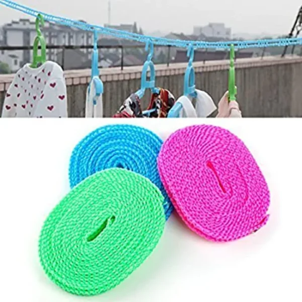 Best Quality Plastic Cloth Hanging Rope, Windproof, Anti Slip Clothesline, (10 m). - Image 4