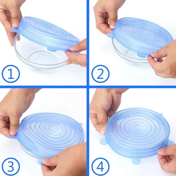 6 pcs Silicone Stretch Lids Universal Lid Silicone Bowl Pot Lid Silicone Cover - Image 2