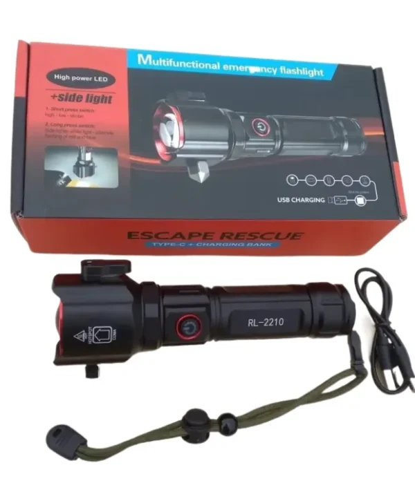 Rechargable Emergency Flashlight And Charging Bank Waterproof LED Powerful Torch. - Image 4