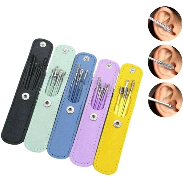 Ear Wax Cleaning Kit, 6 Pcs Ear Pick Tools, Wax Removal Kit, Ear Cleaning Tool Set: