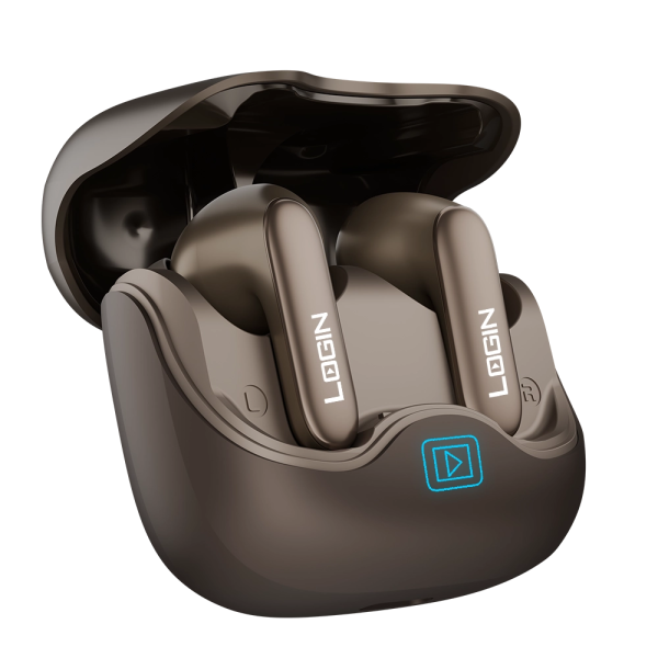 Login L-200 Earbuds With Advanced Noice Cancellation And LED Display (Brown).