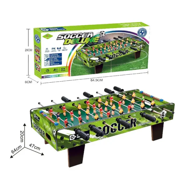 Table football with court, Flippy, short legs, 8 handles, scoreboard, 64 x 20 x 47 cm, wood/steel/ABS, green - Image 5