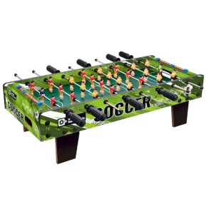 Table football with court, Flippy, short legs, 8 handles, scoreboard, 64 x 20 x 47 cm, wood/steel/ABS, green