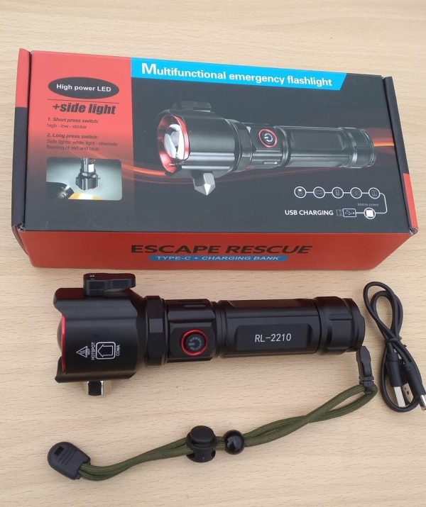 Ruilang RL-2210 Multifunctional Emergency Flashlight and Charging Bank Waterproof Torch.