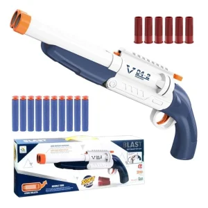 Blast Soft Bullet Toy Nerf Gun Double Nozzle With Bullet Shell And 10 Pcs Suction Bullets Toy Gun