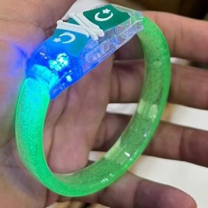 LED Pakistani Flag Light Wrist Band for Independence 14 August 12 pcs