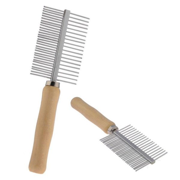 Double Sided Wood Handle Pet Comb, Pet Grooming Hair Brush, Comb for Dogs And Cats. - Image 2