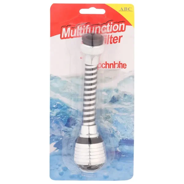 360 Degree  Water Filter and Dispenser for Kitchen Faucet, 15 cm - Silver Black - Image 5