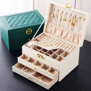 Three-layer Jewelry Storage Box for High-end Exquisite Necklaces, Earrings,Gold Jewelry and Hand Accessories with Large Capacity, Best Gift For Women.