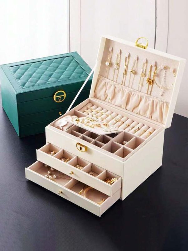 Three-layer Jewelry Storage Box for High-end Exquisite Necklaces, Earrings,Gold Jewelry and Hand Accessories with Large Capacity, Best Gift For Women.