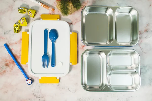 Stainless Steel Lunch Box with Spoon & Fork - Image 3