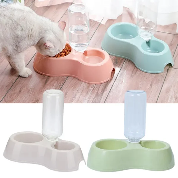 Pet Feeding Bowl With Bottle, Non Slip, Durable Bowl For Cats And Dogs.