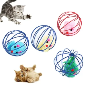 Pet Cat, Kitten Fake Mouse Rat Mice Ball Cage, Toy For Cats And Kitten.
