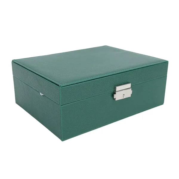 Double Layer, Modern, Pu Leather Jewelry Storage Organizer Box with lock key, Multifunctional Used, Used To Store Rings, Bracelets, Earrings And Necklaces. - Image 4
