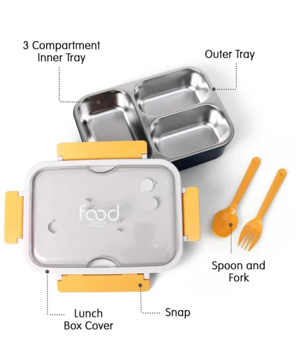 Stainless Steel Lunch Box with Spoon & Fork - Image 5