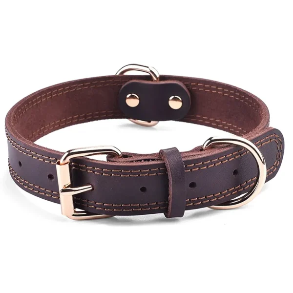 Genuine Leather Dog Collar, Heavy Duty Dog Collar with Metal Buckle, Soft and Durable Leather Collars Adjustable for Large Dogs (z.y 187 1.5 Inch). - Image 3