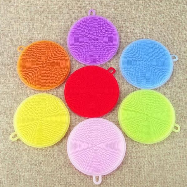 Multipurpose Round Silicone Dish Washing Sponge Kitchen Cleaning Scrubber Pad - Image 4