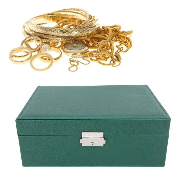 Double Layer, Modern, Pu Leather Jewelry Storage Organizer Box with lock key, Multifunctional Used, Used To Store Rings, Bracelets, Earrings And Necklaces. - Image 5