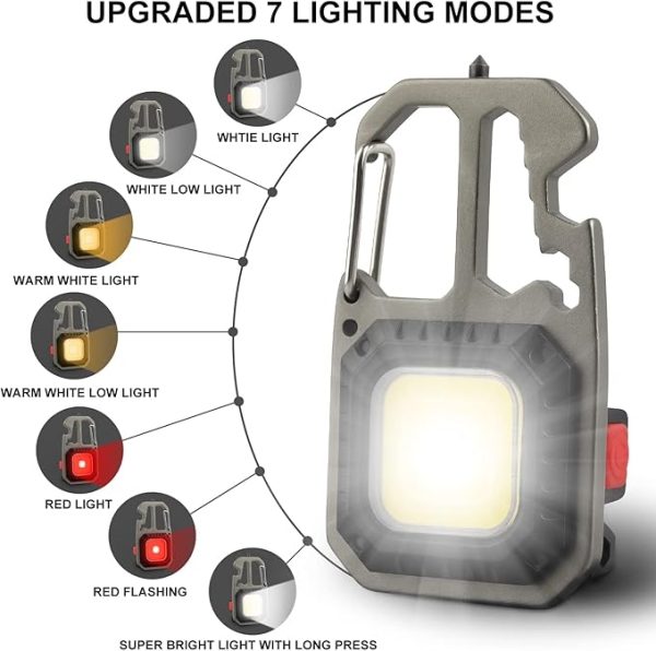 LED Portable Keychain Flashlight Outdoor Camping COB Work Light With 4 Screw - Image 2