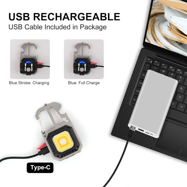 LED Portable Keychain Flashlight Outdoor Camping COB Work Light With 4 Screw - Image 3