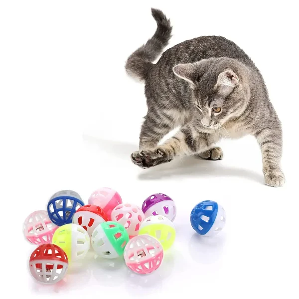 5 Pcs Pet Cat Kitten Hollow Plastic Ball With Bell, Cat Playing Toy. - Image 2