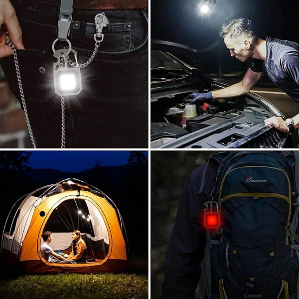 LED Portable Keychain Flashlight Outdoor Camping COB Work Light With 4 Screw - Image 4