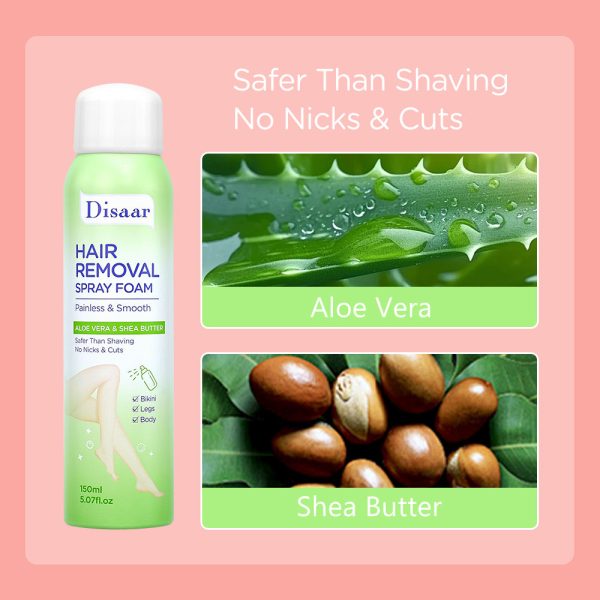 Disaar Hair Removal Spray Foam With Aloe Vera And Shea Butter, Instant Hair Removal Spray Foam, 150 ml. - Image 4
