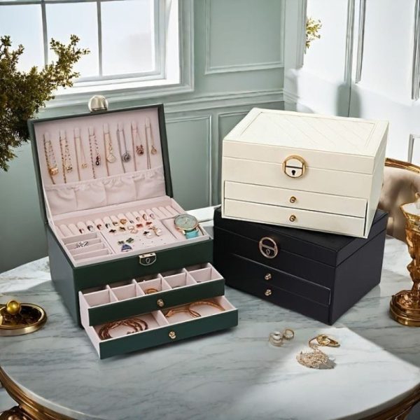 Three-layer Jewelry Storage Box for High-end Exquisite Necklaces, Earrings,Gold Jewelry and Hand Accessories with Large Capacity, Best Gift For Women. - Image 14
