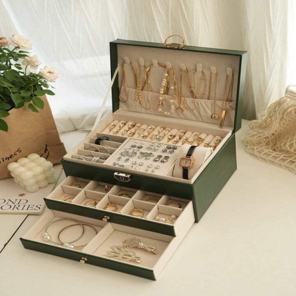 Three-layer Jewelry Storage Box for High-end Exquisite Necklaces, Earrings,Gold Jewelry and Hand Accessories with Large Capacity, Best Gift For Women. - Image 5