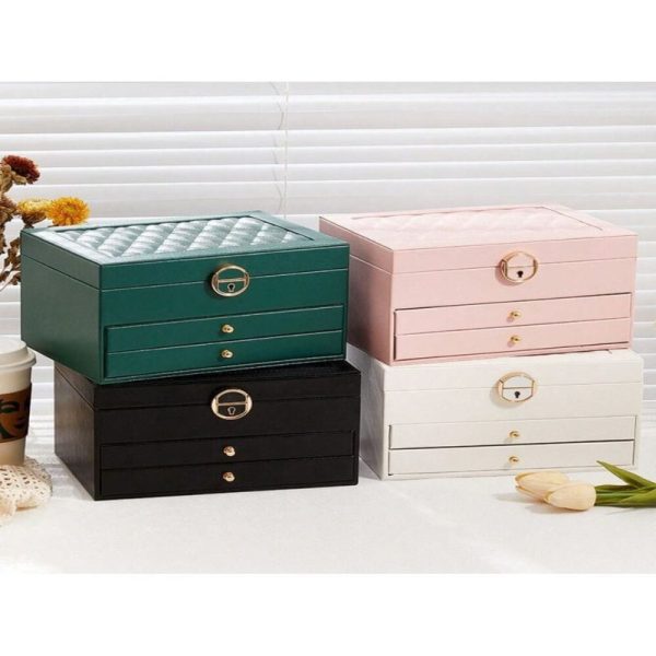 Three-layer Jewelry Storage Box for High-end Exquisite Necklaces, Earrings,Gold Jewelry and Hand Accessories with Large Capacity, Best Gift For Women. - Image 12