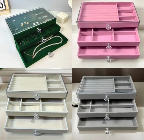 3 Drawer Storage Case, Jewelry Holder for Ring, Earrings, Bracelet Jewelry Organizer.