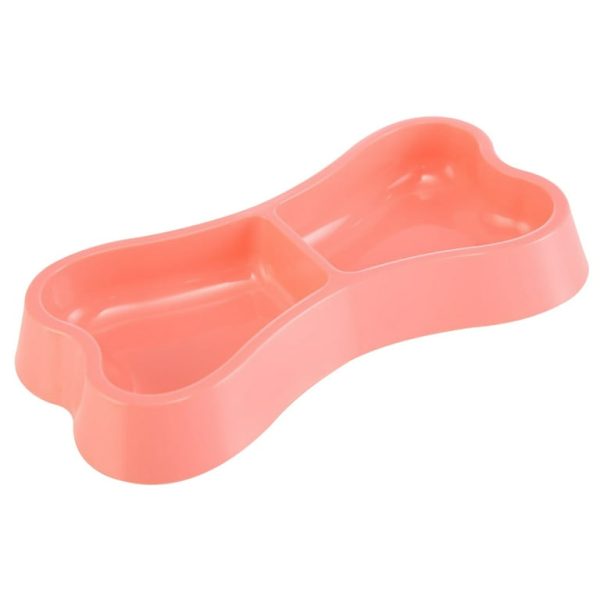 Portable Dog Double Bowl Plastic Bone Shape, Pet Feeding Bowl (Medium). - Image 4