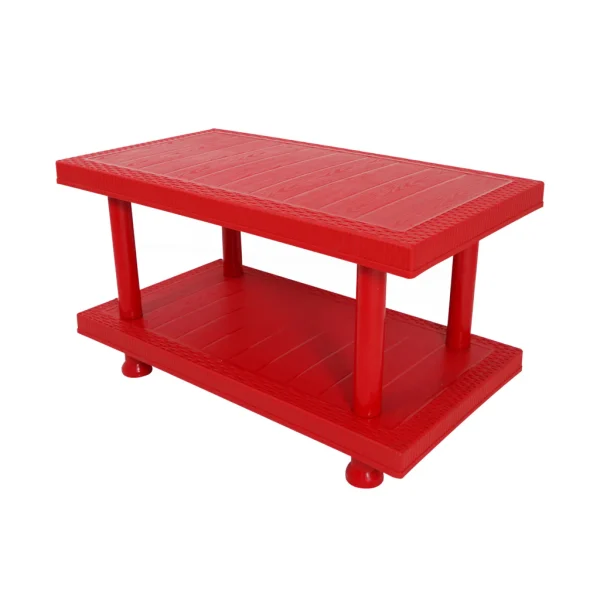 SAAB SP-329 Full Plastic Double Shelf Large Rattan Table - Image 2