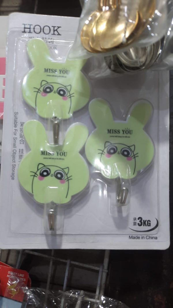 Pack Of 3 Sticky Wall Hooks(Available in Various Designs): - Image 4