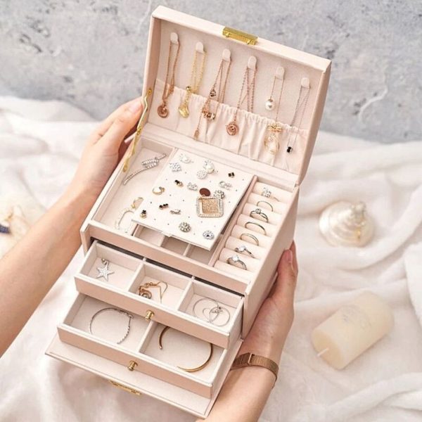 Three-layer Jewelry Storage Box for High-end Exquisite Necklaces, Earrings,Gold Jewelry and Hand Accessories with Large Capacity, Best Gift For Women. - Image 15