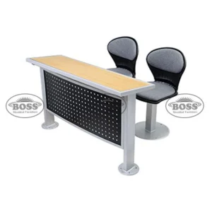 Boss B443-B15-MPC 2-Seater Iron Frame and Wood Desk and Peacock Shell Revolving Chair