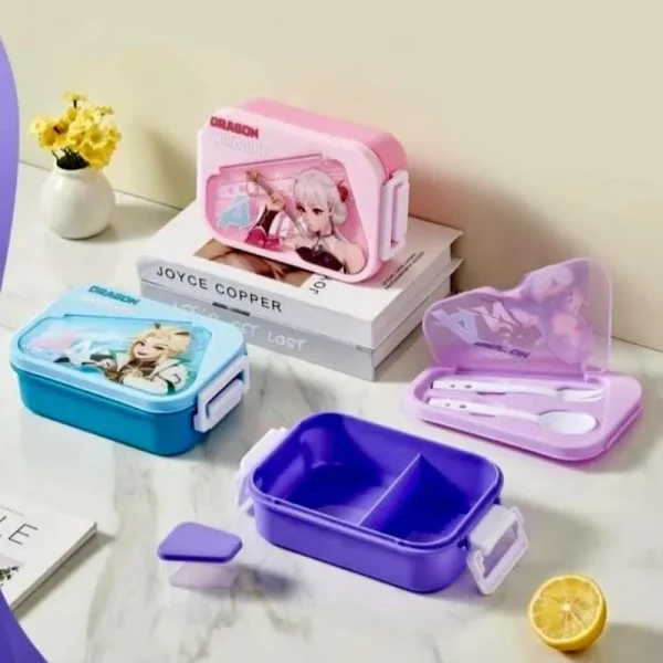 Anime 2-Section Lunch Box Dragon Warrior with Sauce Container, Free Spoon and Fork/Lunch Box: - Image 2