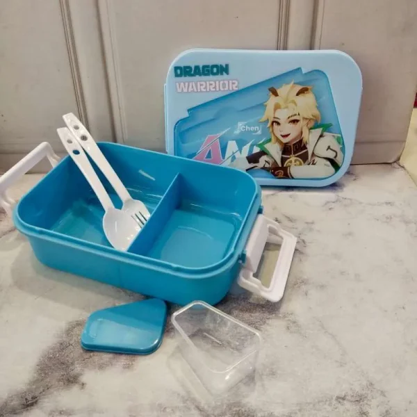 Anime 2-Section Lunch Box Dragon Warrior with Sauce Container, Free Spoon and Fork/Lunch Box: - Image 3