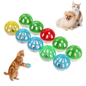 5 Pcs Pet Cat Kitten Hollow Plastic Ball With Bell, Cat Playing Toy.