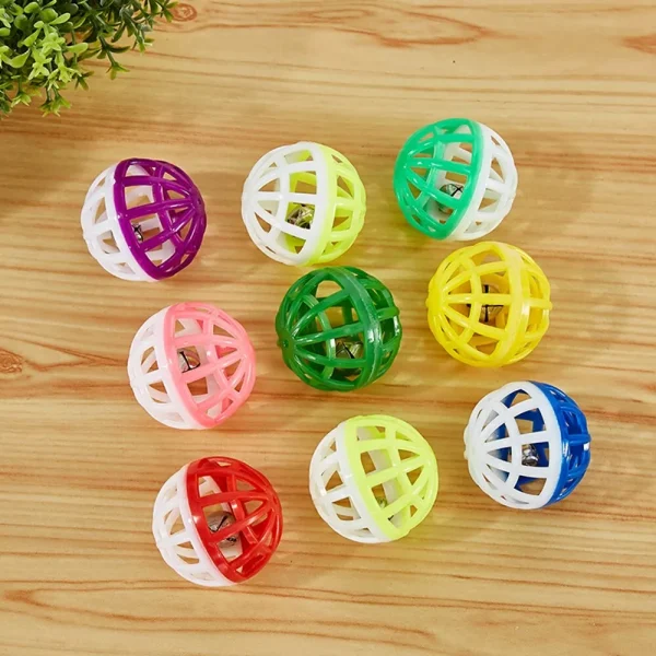5 Pcs Pet Cat Kitten Hollow Plastic Ball With Bell, Cat Playing Toy. - Image 4