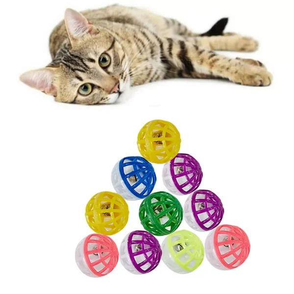 5 Pcs Pet Cat Kitten Hollow Plastic Ball With Bell, Cat Playing Toy. - Image 6