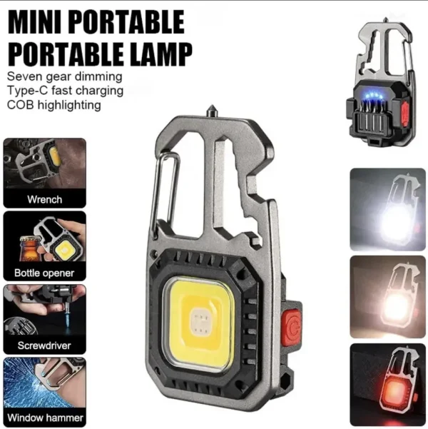 LED Portable Keychain Flashlight Outdoor Camping COB Work Light With 4 Screw - Image 9
