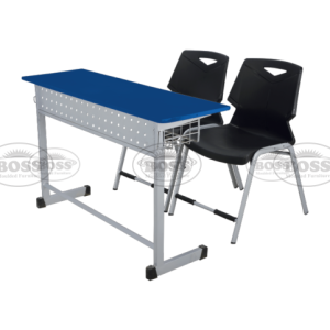 Boss B-930 2-Seater Study Table With Iron Book Shelf and Fiber Top.