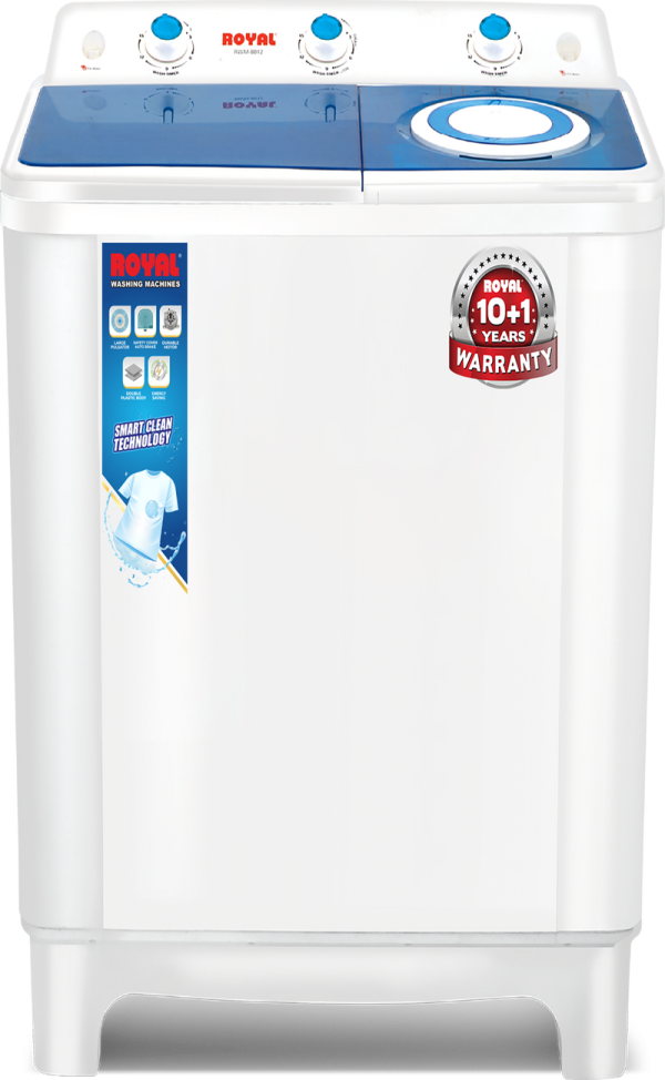 Royal Washing Machine RWM-8012T With Crystal lid And Plastic Body.
